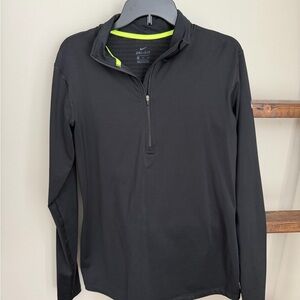 Nike Black and Neon Green Dri-FIT Zip-Up Top
